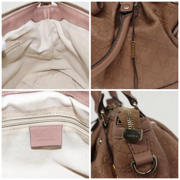 GUCCI GG Canvas Guccissima Hand Bag Leather Pink - Picture 13 of 15